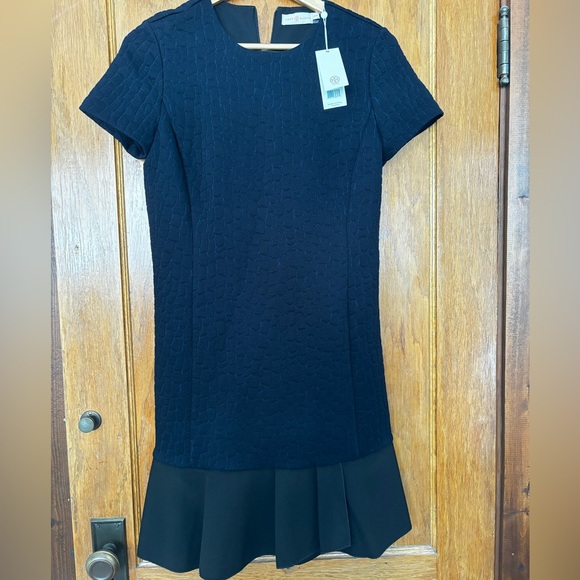 Tory Burch Quilted Jacquard Dress in Navy/Black Size M - Picture 5 of 8